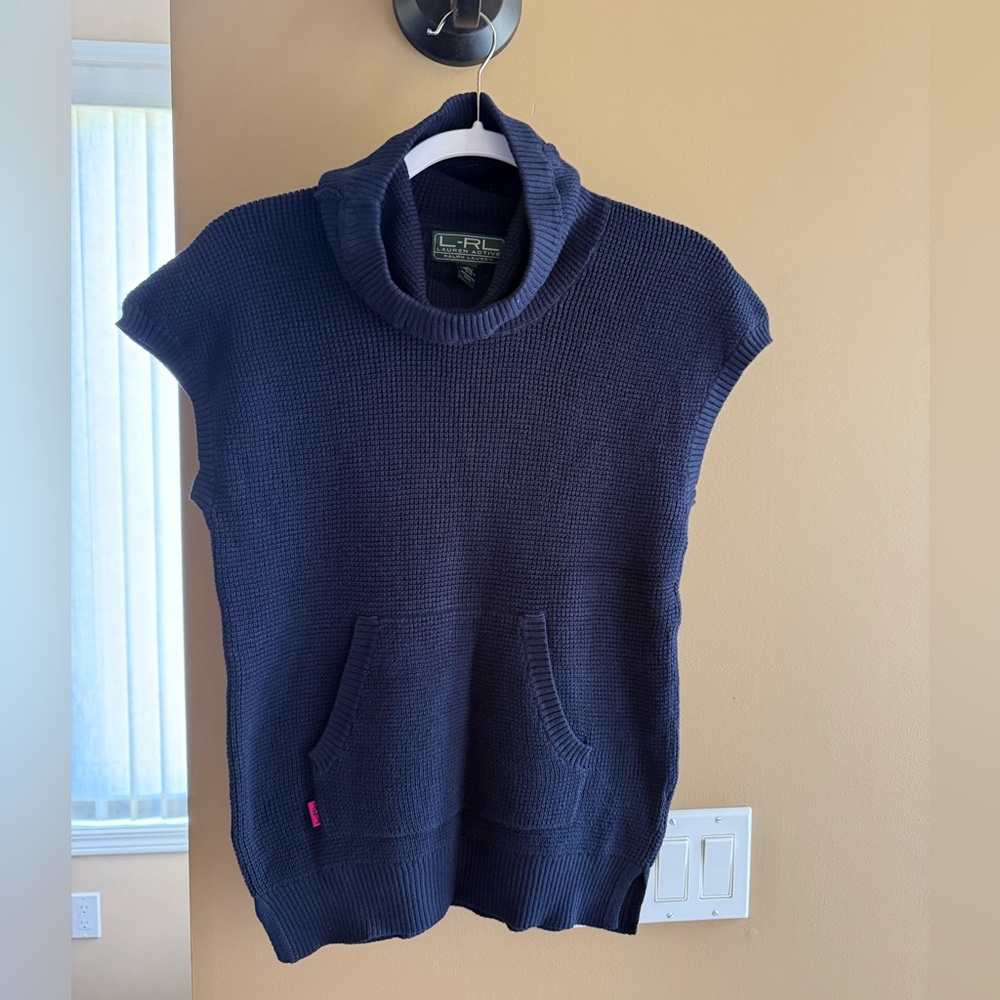 Lauren Ralph Lauren Navy Knit Sleeveless Turtleneck Sweater Tunic